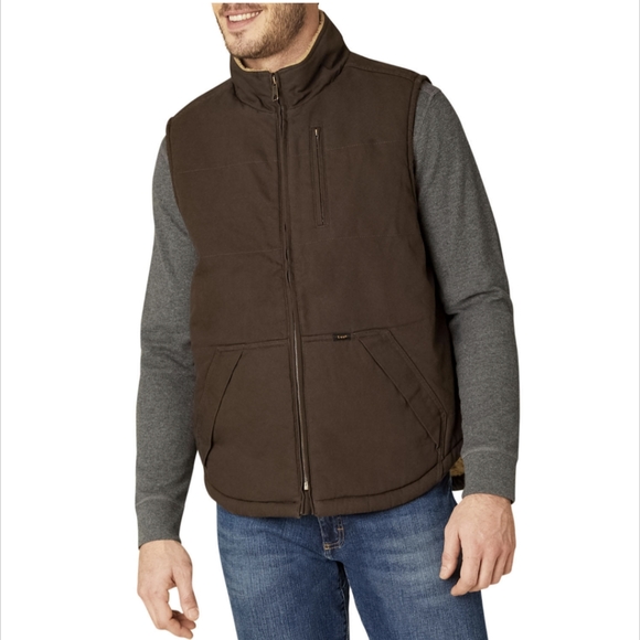 Lee Premium Men's Sherpa Lined Full Zip Canvas The Workwear Vest - Picture 2 of 10